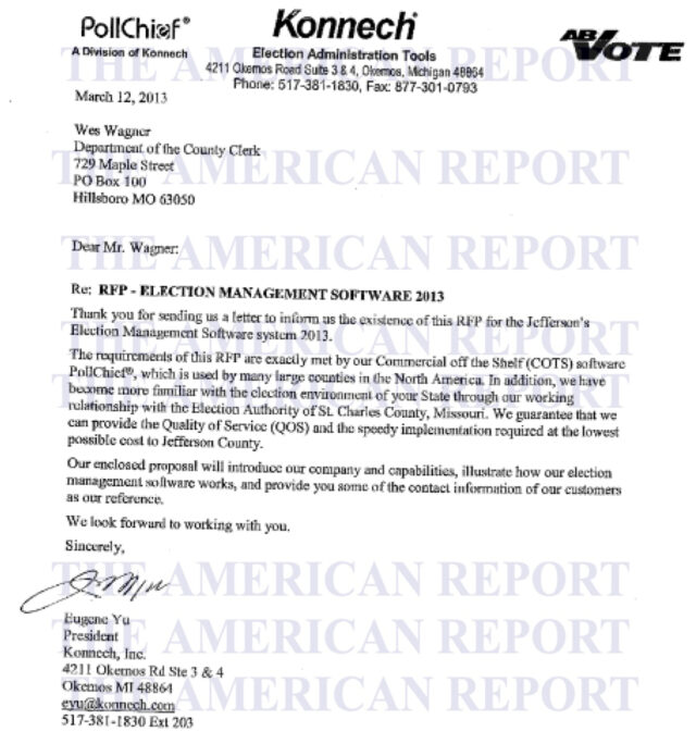KONNECH - POLL CHIEF - 2013 PROPOSAL - JEFFERSON COUNTY MO - THE AMERICAN REPORT
